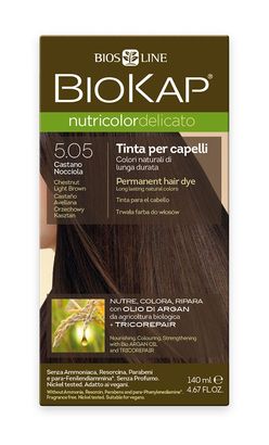 BIOKAP Nutricolor Delicato 5.05 Hnědá světlý kaštan barva na vlasy 140 ml