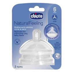 Chicco Natural Feeling Dudlík na láhev silikonový na kaši 2 ks