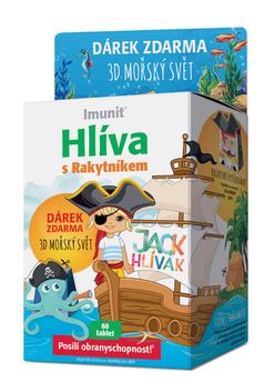Imunit Jack Hlívák Hlíva s rakytníkem pro děti 60 tablet + 3D mořský svět