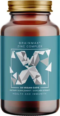 BrainMax Zinc Complex, Zinek, Selen, Měď a Kurkuma, 50 kapslí