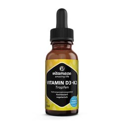 Vitamaze Vitamín D3 + K2 kapky, 50 ml. Vegetariánské kapky s vysokou účinností | Sensilab