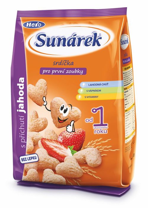 Sunárek Dětský snack Jahodová srdíčka 50 g